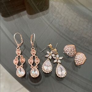 Elegant Rose Gold and Silver Earrings Set